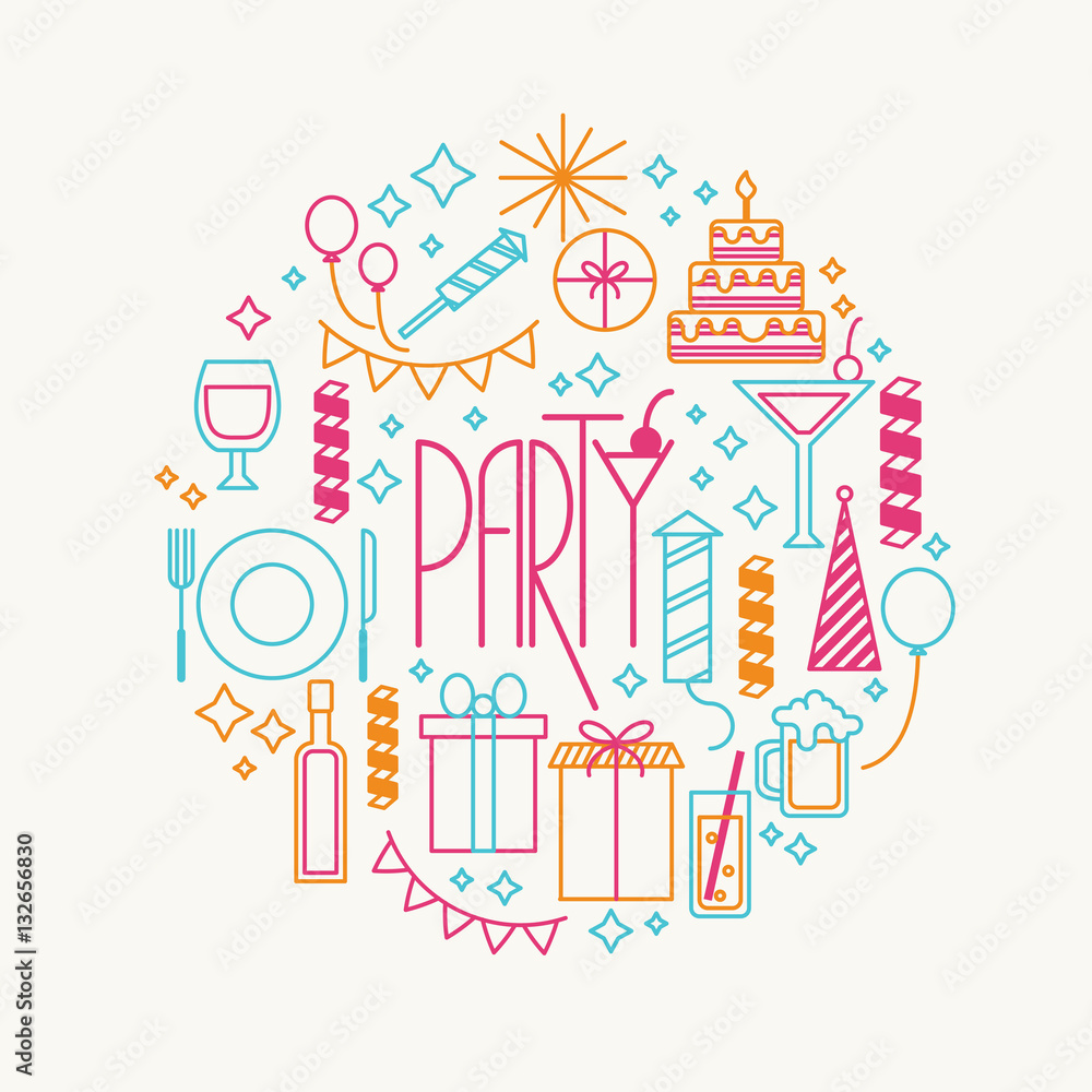 Party and celebrations icons