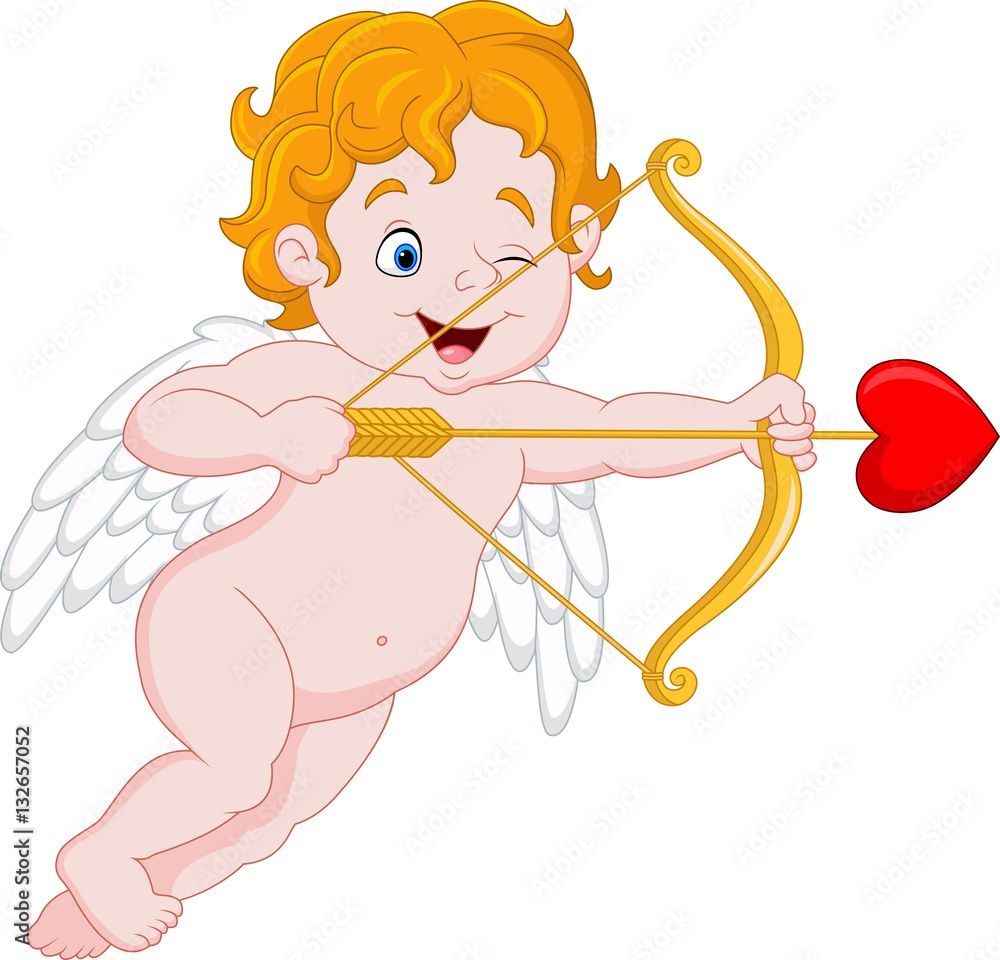 Funny little cupid aiming at someone Funny little cupid aiming at someone