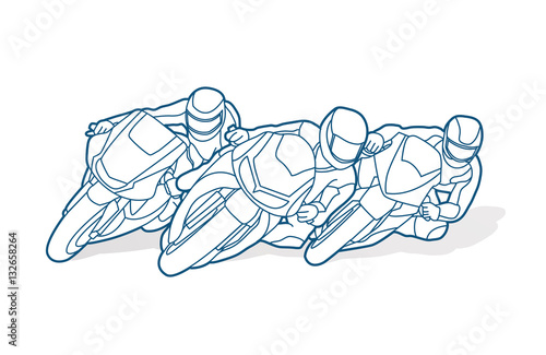 Motorcycles racing outline graphic vector
