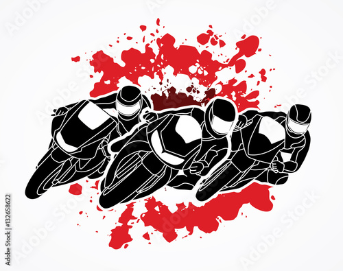 Motorcycles racing designed on splatter blood background  graphic vector