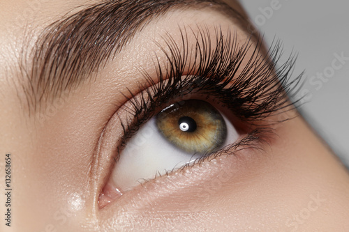 Valokuvatapetti Perfect shape of eyebrows, brown eyeshadows and long eyelashes