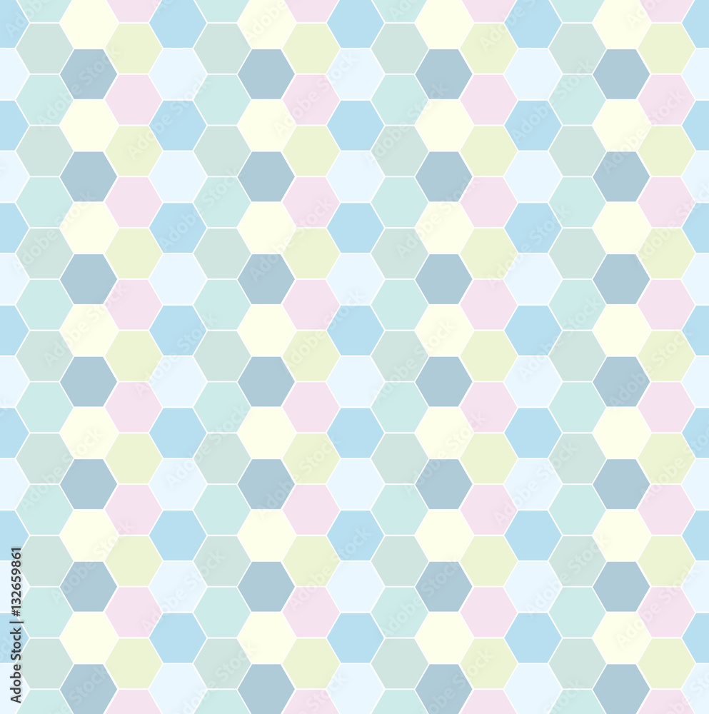 Multicolored hexagon geometric seamless background. Multicolored hexagon geometric seamless background.
