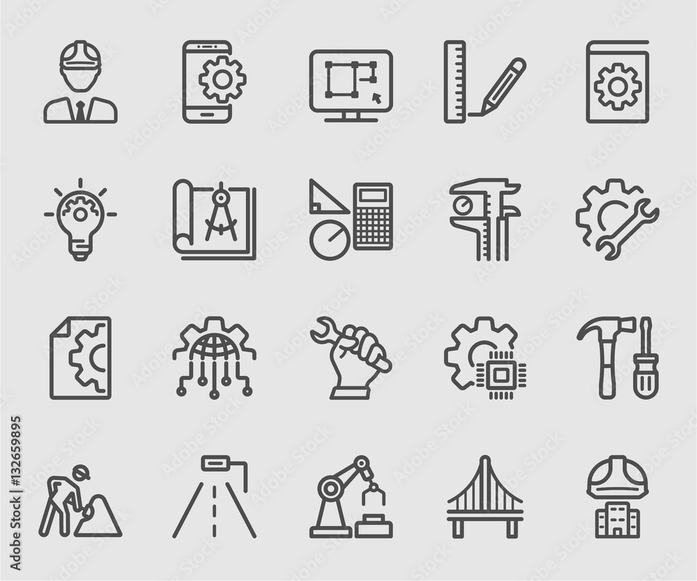 Engineering line icon Stock Vector | Adobe Stock