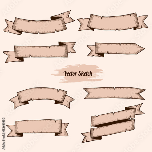 Old ribbons set banners. Vintage style