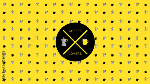COFFEE LOVERS PATTERN
Coffee pot with coffee mug are arranged in pattern on the yellow background.