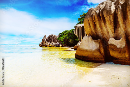 Tropical island. The Seychelles.Toned image.