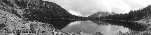black & white Washington lake Panorama © Alex