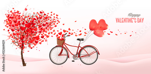 Valentine background with heart shaped tree. Vector.