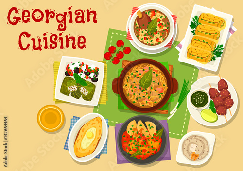 Georgian cuisine meat and vegetable dishes icon