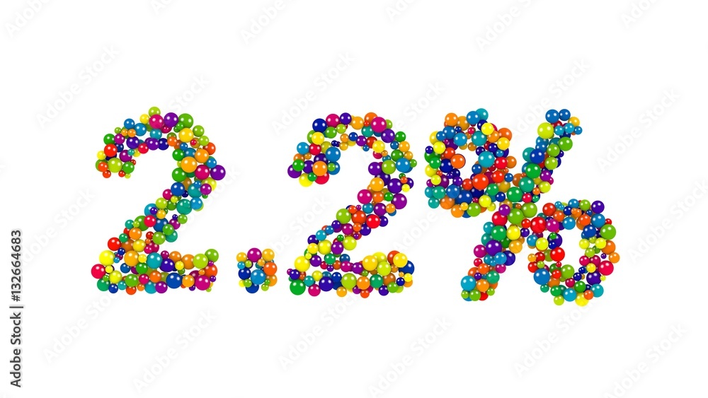 Colorful candy sweets in shape of 2.2 percent Colorful candy sweets in shape of 2.2 percent