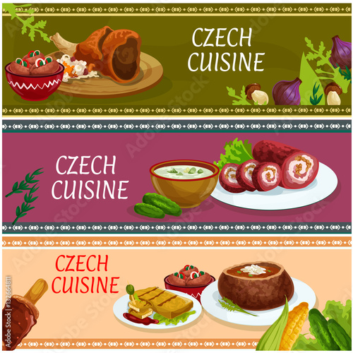 Czech cuisine banner set for food theme design