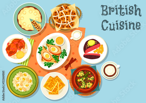 British cuisine main dishes with snack food icon