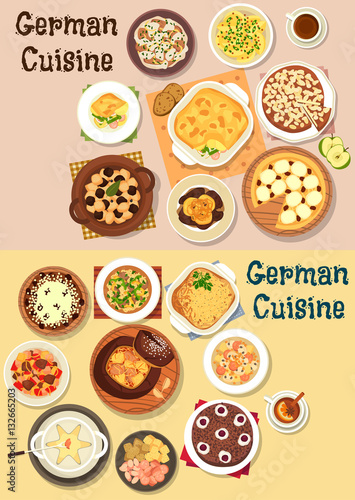 German cuisine dinner icon set for menu design