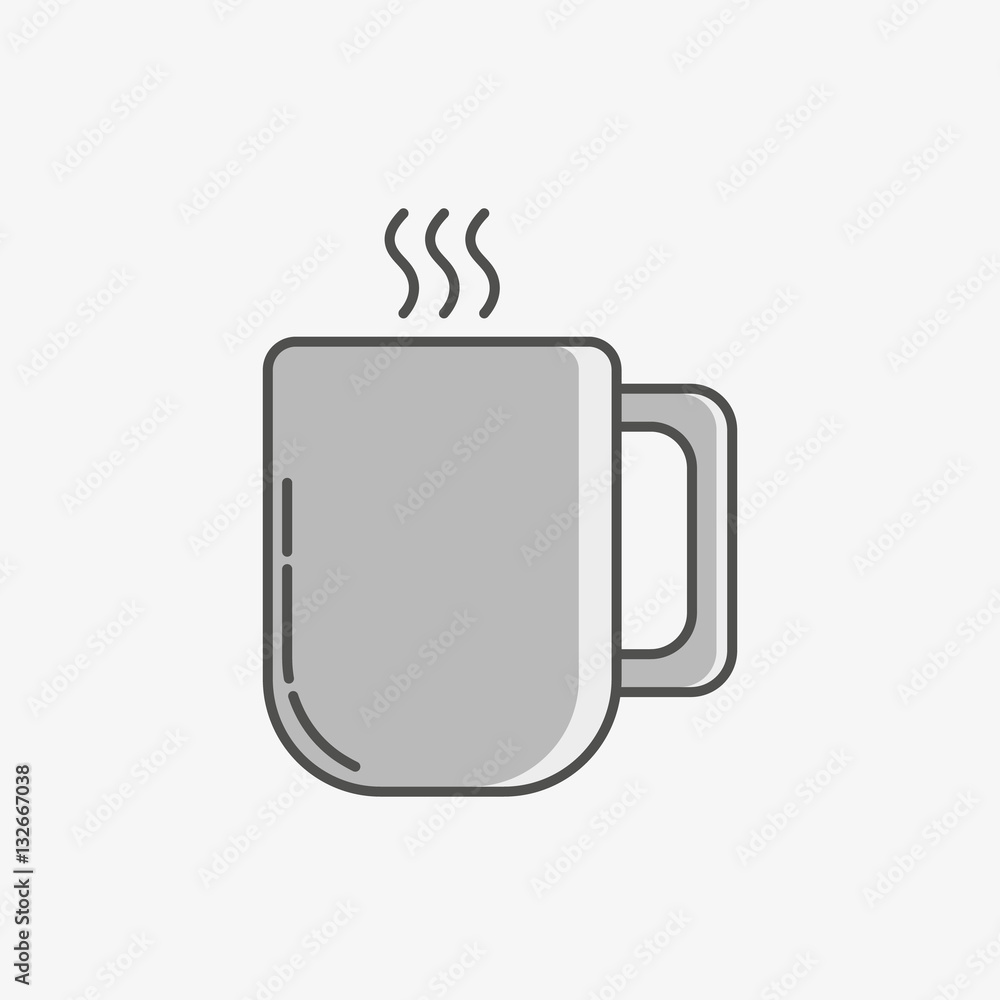 A simple icon of a mug with hot drink.
A simple icon of a mug with hot drink.