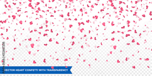 Pink hearts petals falling vector Valentine background photo