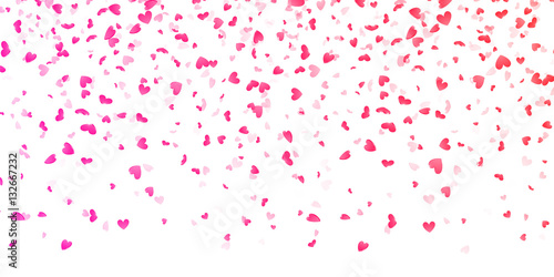 Valentines pink hearts petals falling vector background