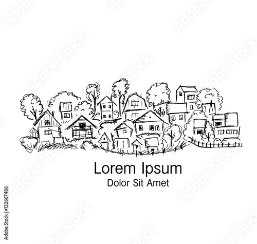 Village, abstract sketch for your design
