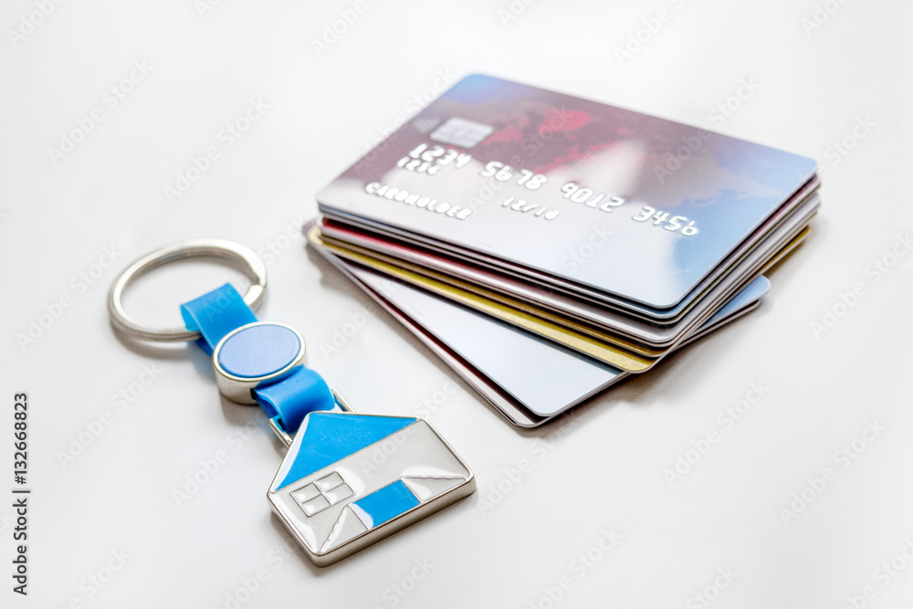 credit cards concept mortgag for new home on white background credit cards concept mortgag for new home on white background