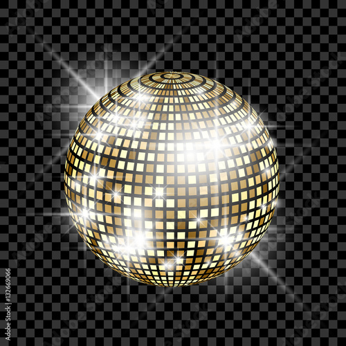 Golden disco ball. Vector illustration