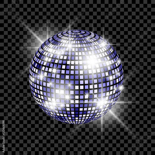 Blue Disco Ball isolated on a transparent background. Vector EPS 10 illustration
