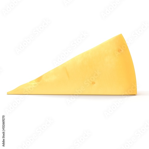 Wedge of cheese on white. 3D illustration