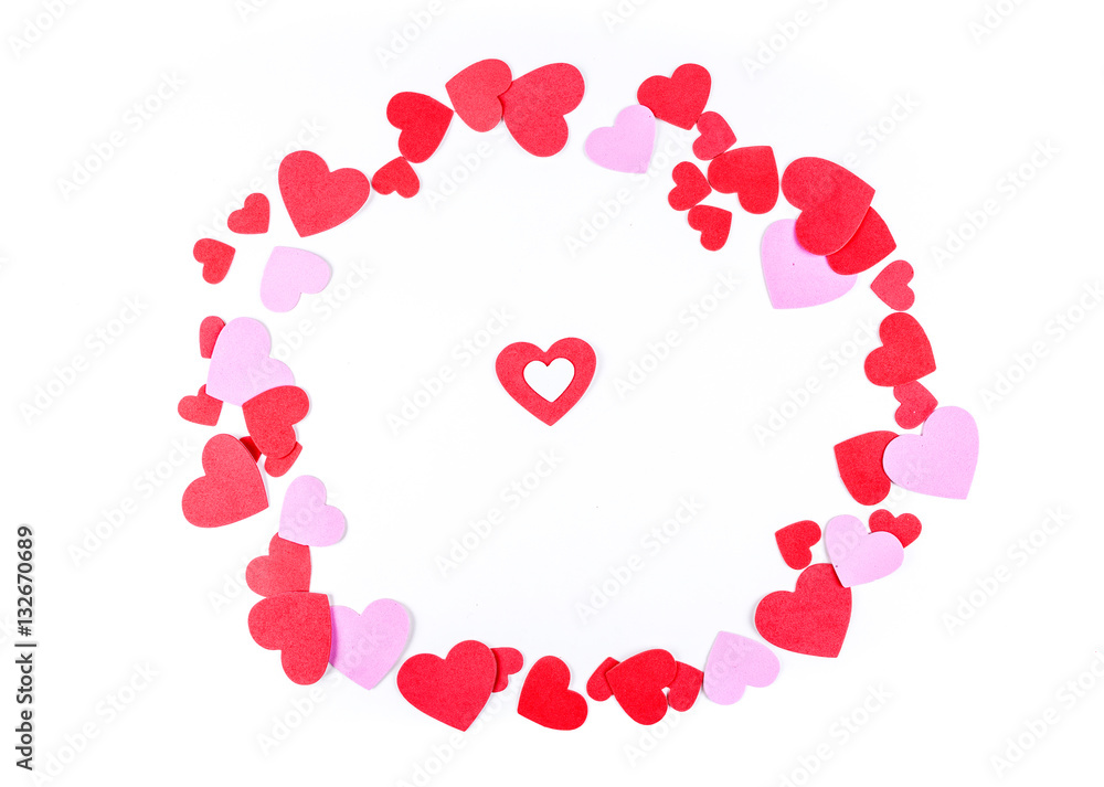 Pink and red heart frame isolated on a white background