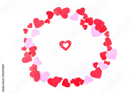 Pink and red heart frame isolated on a white background