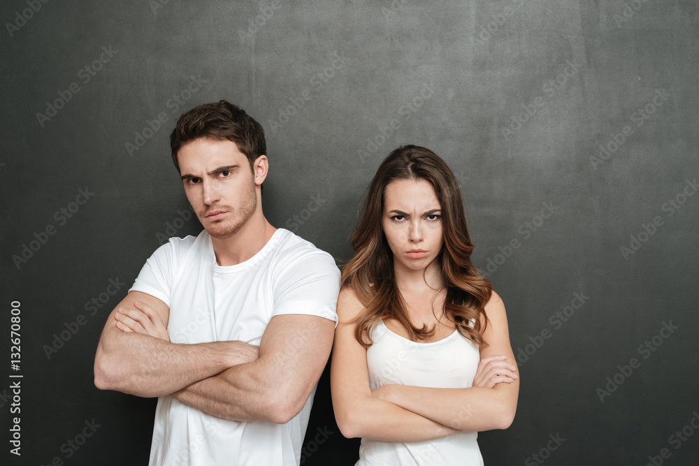 Offended couple in studio Offended couple in studio