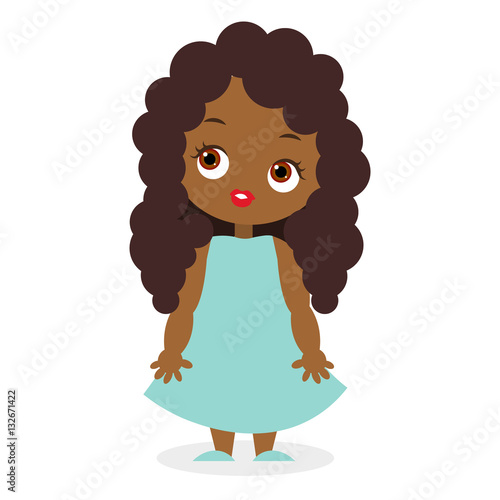 African American girl. Vector illustration eps 10 isolated on white background. Flat cartoon style.