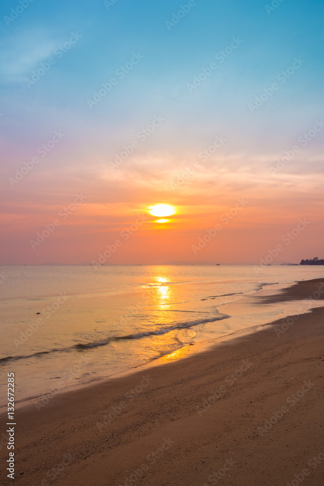 Sai Thong Beach with sunset, Rayong, Thailand