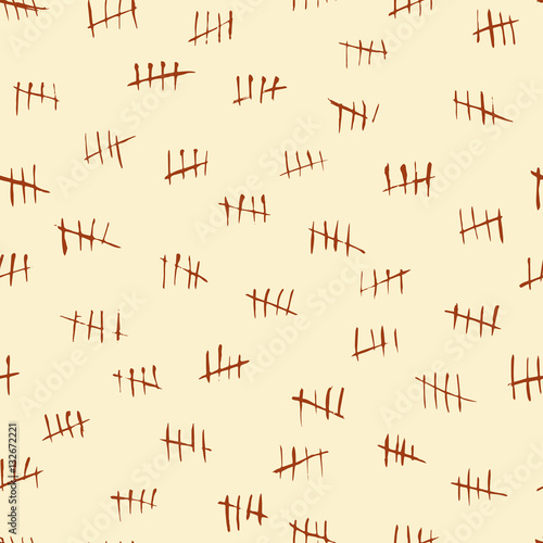 Tally scratch counting marks, waiting numbers vector seamless pattern