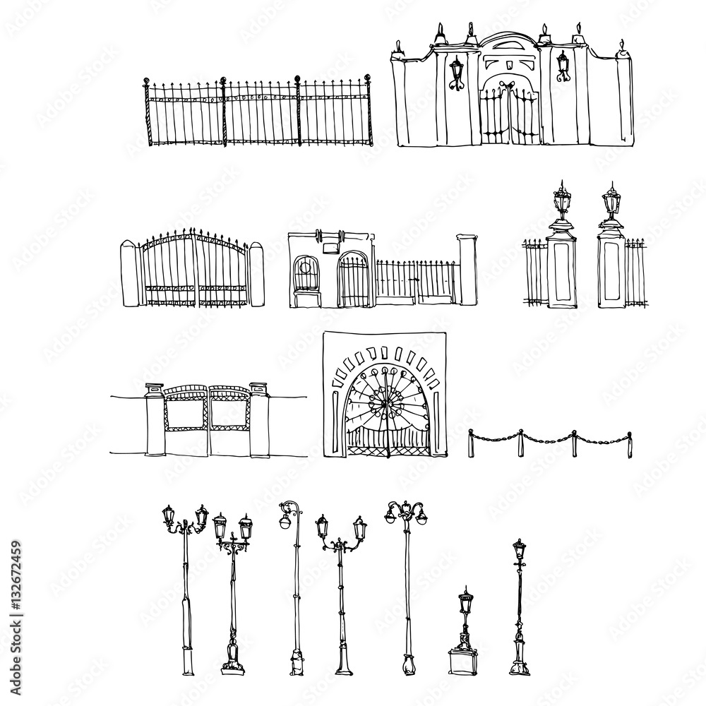 vector set of urban elements