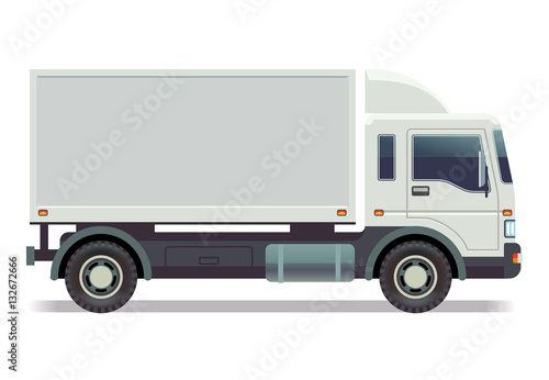 Small truck, van isolated on white vector illustration