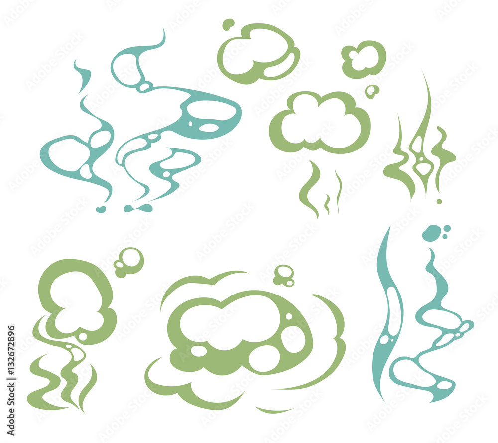 Cartoon aroma, smells, stench, water vapor steam clouds Cartoon aroma, smells, stench, water vapor steam clouds