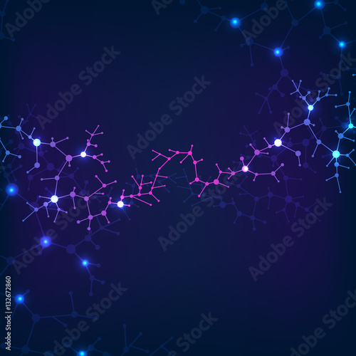 Abstract healthcare background with atom, molecule structure, structural biology elements