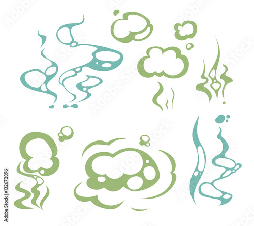 Cartoon aroma, smells, stench, water vapor steam clouds