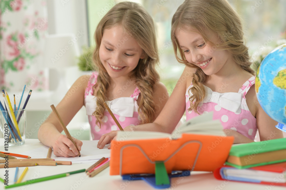 two sisters twins doing homework two sisters twins doing homework
