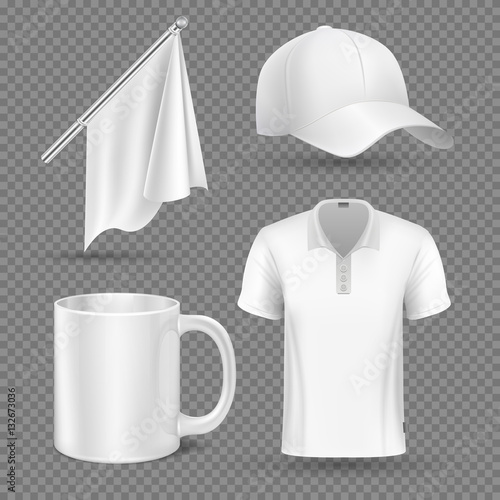 Promotional items, vector set mockup