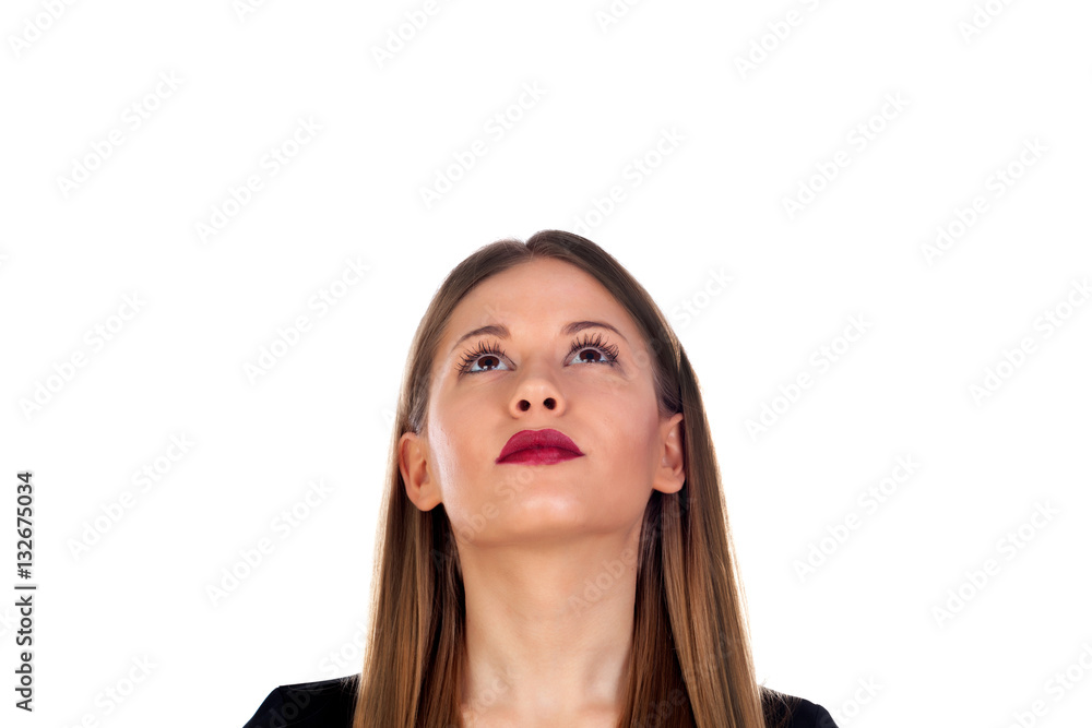 Pensive beautiful woman with a long blonde hair Pensive beautiful woman with a long blonde hair