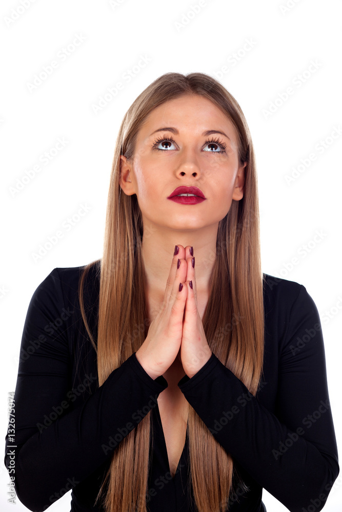 Stylish woman praying Stylish woman praying