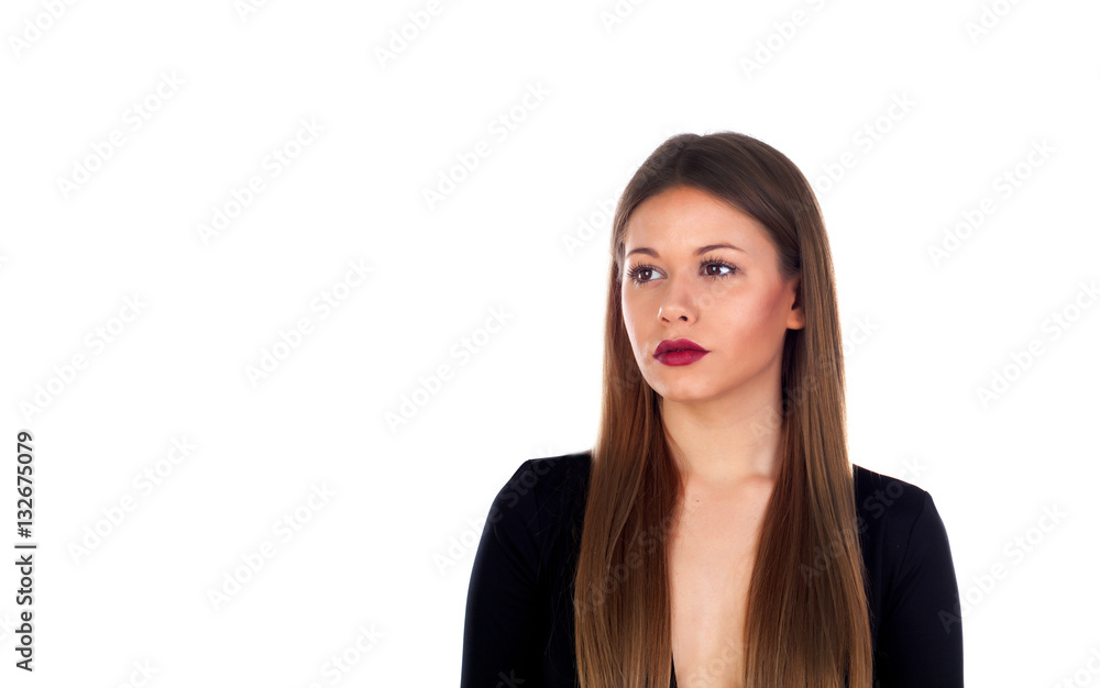 Pensive beautiful woman with a long blonde hair Pensive beautiful woman with a long blonde hair