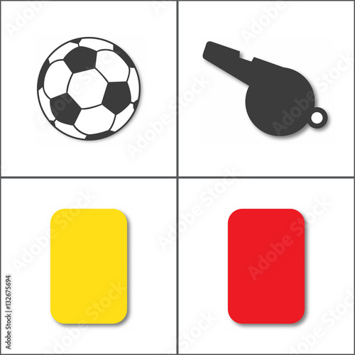 The whistle with ball and cards soccer sings