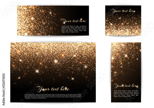 Set of different size banners with highlights on a black background
