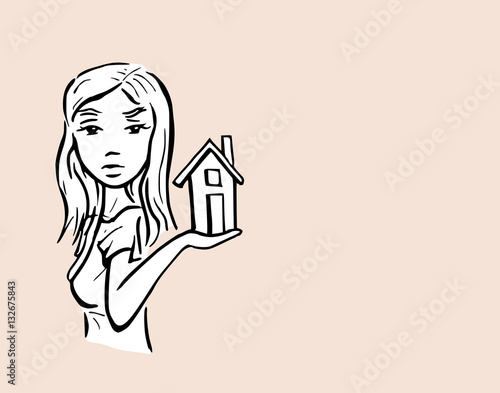 Makelaar met schaalmodel van huis