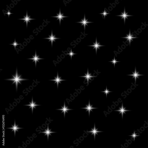 Realistic seamless vector image of the night sky with stars