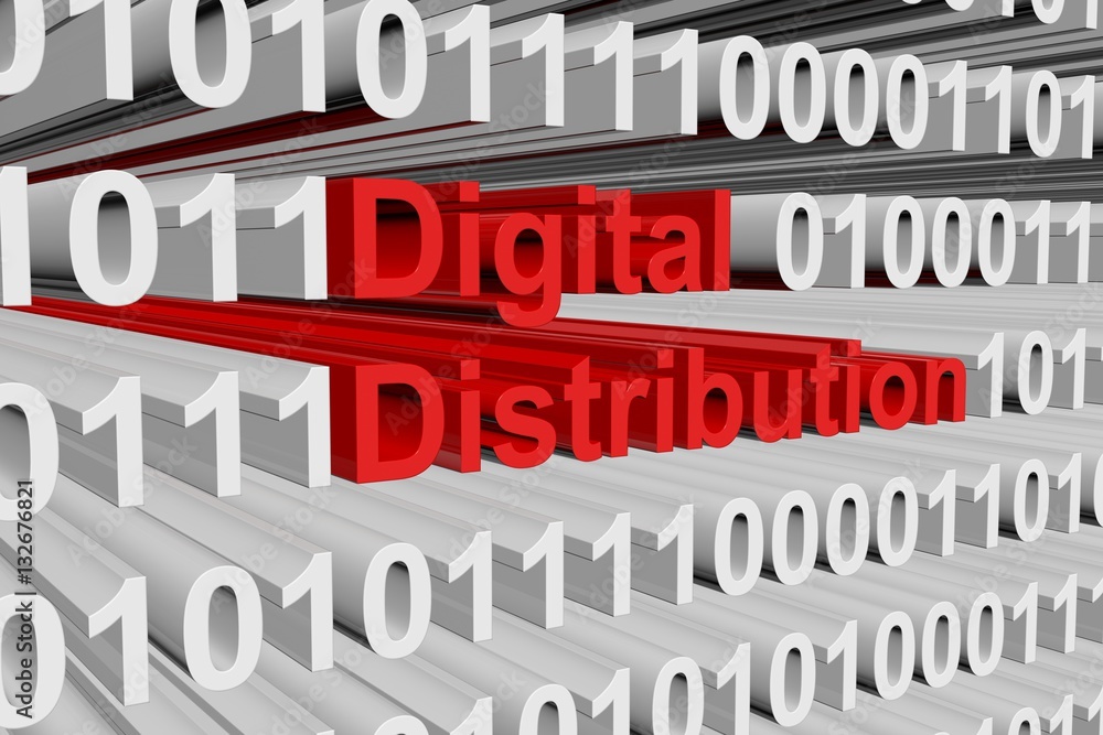 Digital distribution in the form of binary code, 3D illustration