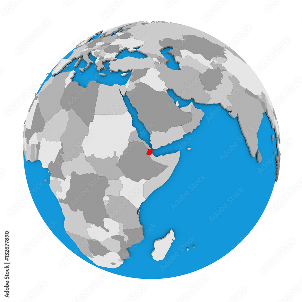 Obraz premium Djibouti on globe