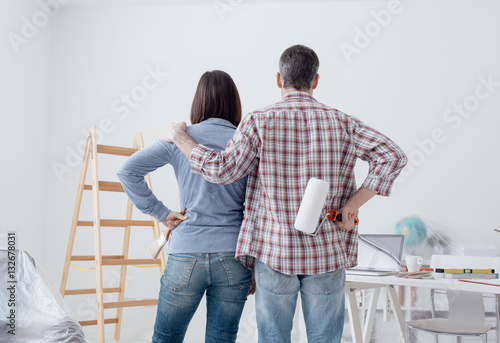 Couple doing a home makeover photo