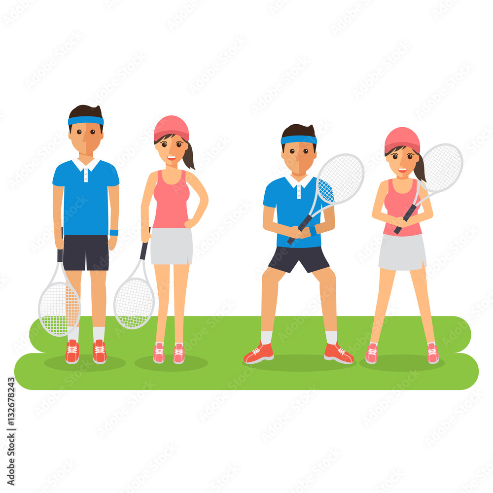 Man and woman tennis sport athletes