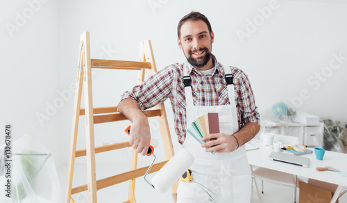 Professional painter posing